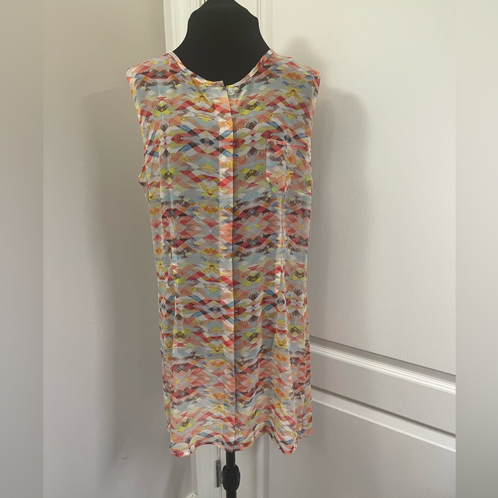 Cabi Women's M Geometric Sleeveless Tunic Blouse Multicolor Casual. Sku225